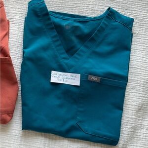 Figs Teal V-Neck Scrub Top